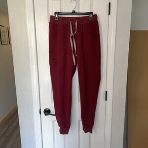 Kitmaz Women’s Jogger Scrub Pants Maroon L Drawstring Elastic Band Waist, Faded